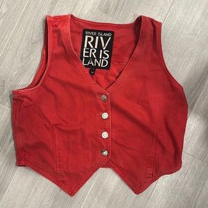 River Island Red Denim Vest